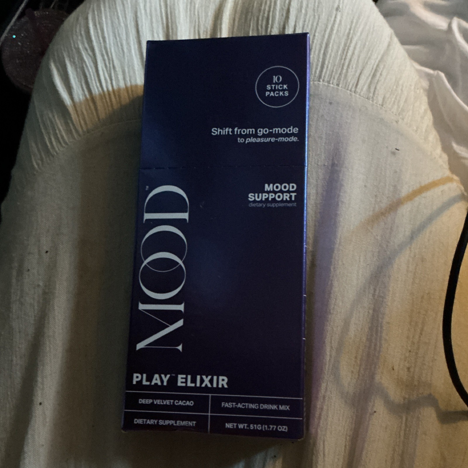MOOD Play Elixir Mood Support Drink Mix Powder Deep Velvet Cacao 10ct 1.77oz