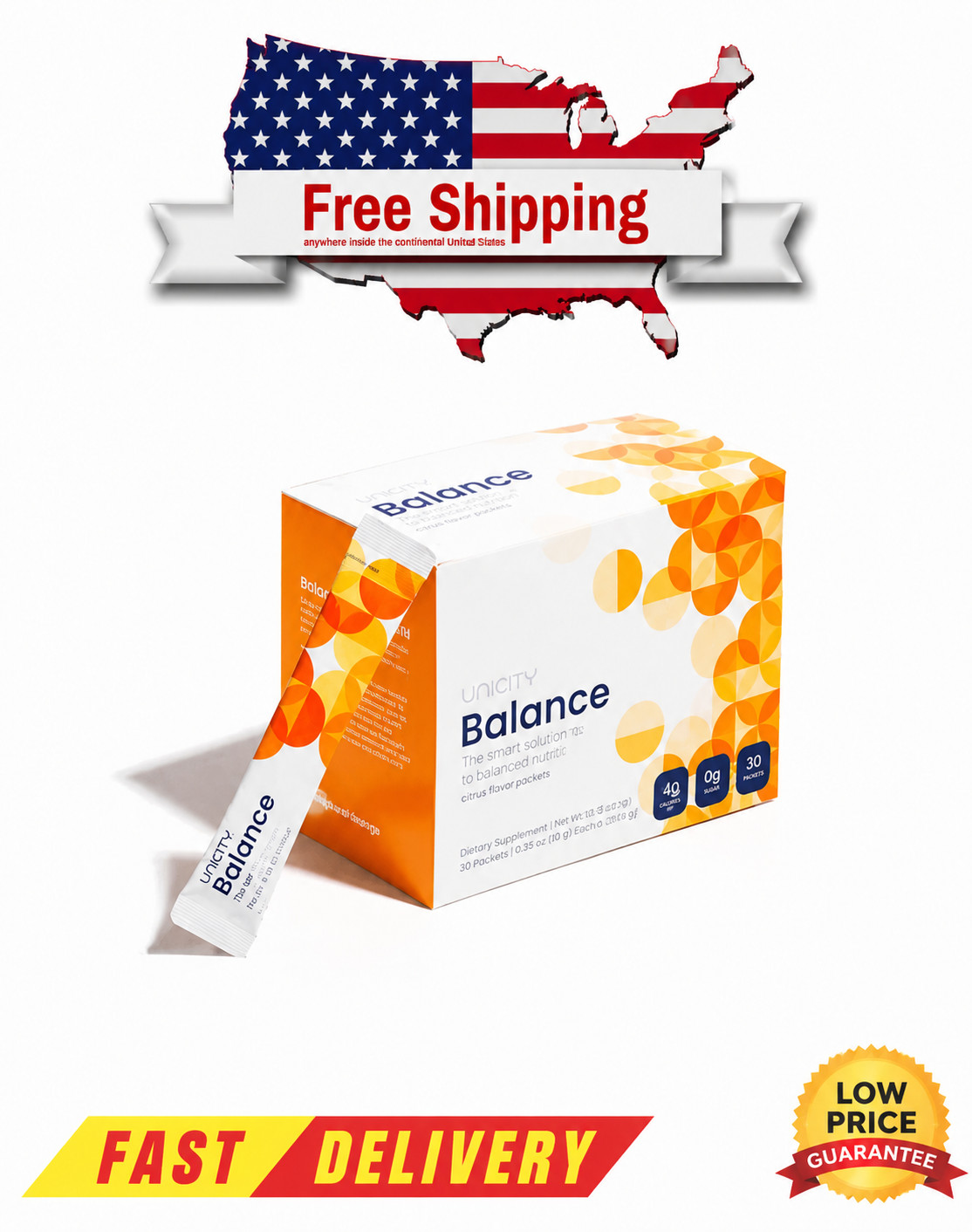 UNICITY Balance Cholesterol Support Drink Mix 30 Stick Pack (ORANGE)