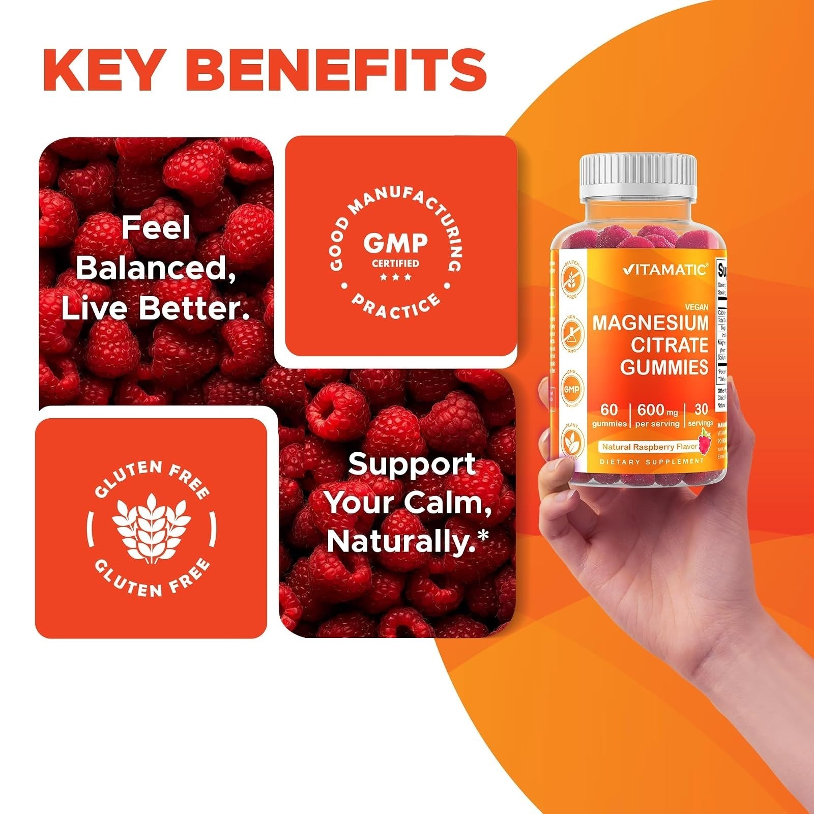Vitamatic Magnesium Gummies 600mg – Vegan Relaxation & Energy Support