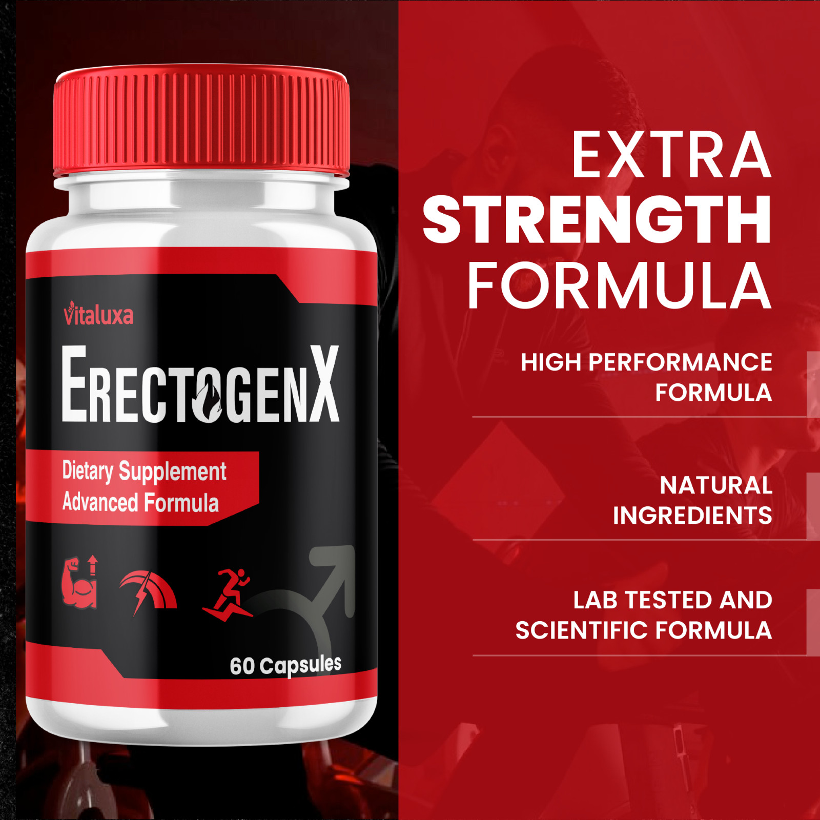 (2 Pack) ErectogenX for Men, Erectogen X Male Performance Support (120 Capsules)