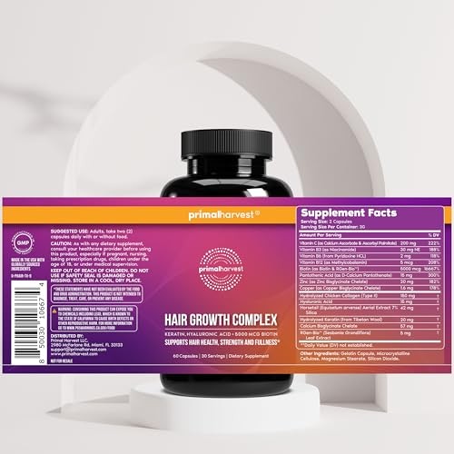 Primal Harvest Hair Growth Vitamins for Women & Men – 60