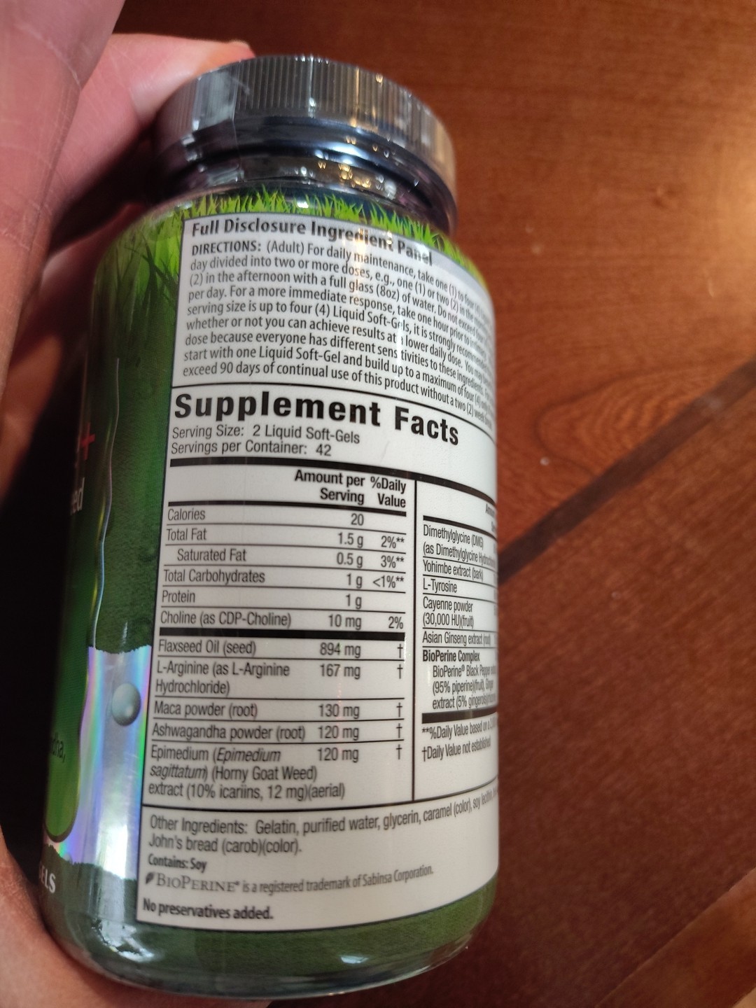 Irwin Naturals L-Arginine + Horny Goat Weed, 84 Liquid Softgels Exp 10/2026