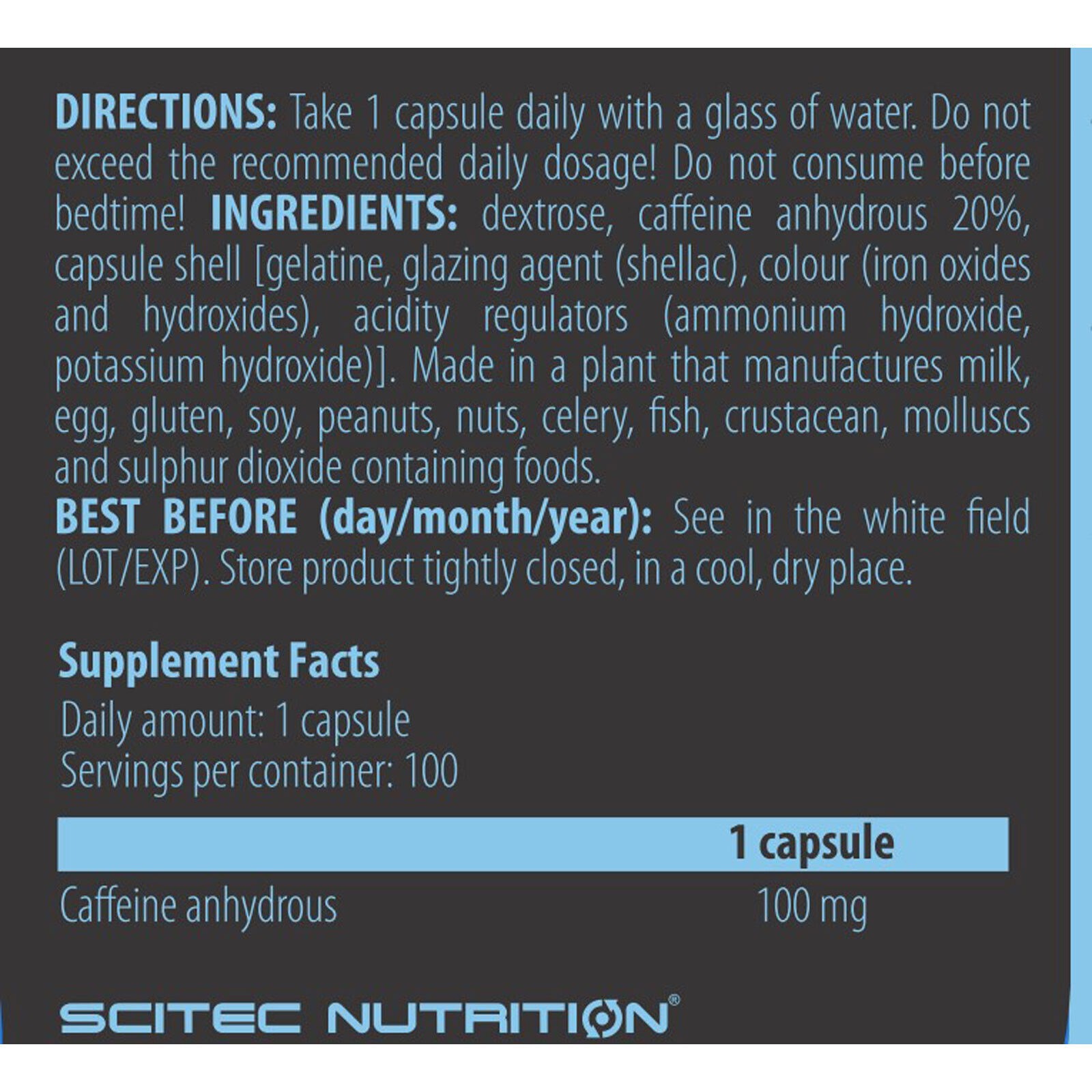 CAFFEINE – 100-200 Capsules – Pre-Workout Energy Endurance Focus Performance