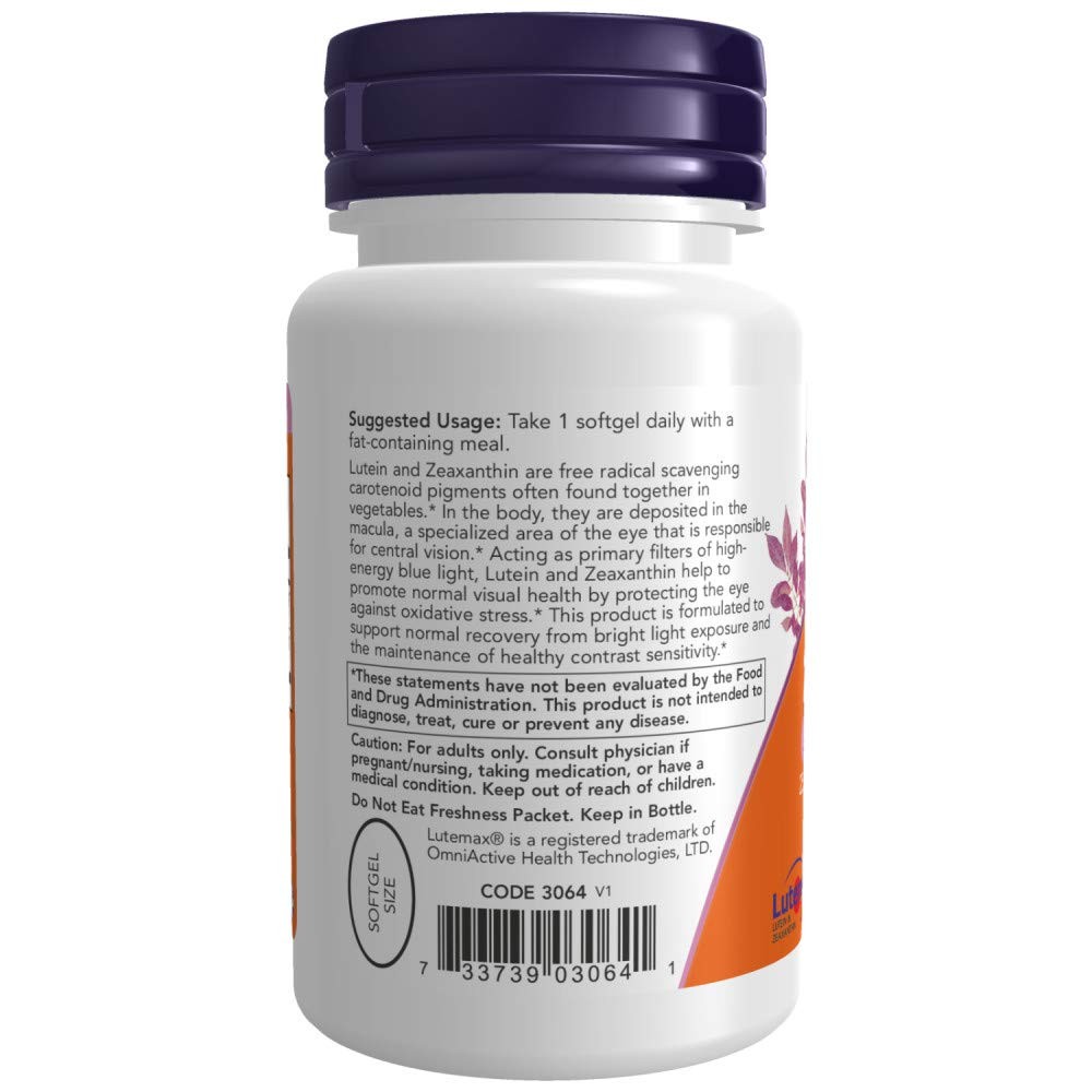Now Supplements, Lutein & Zeaxanthin with 25 mg 60 Count (Pack of 2)