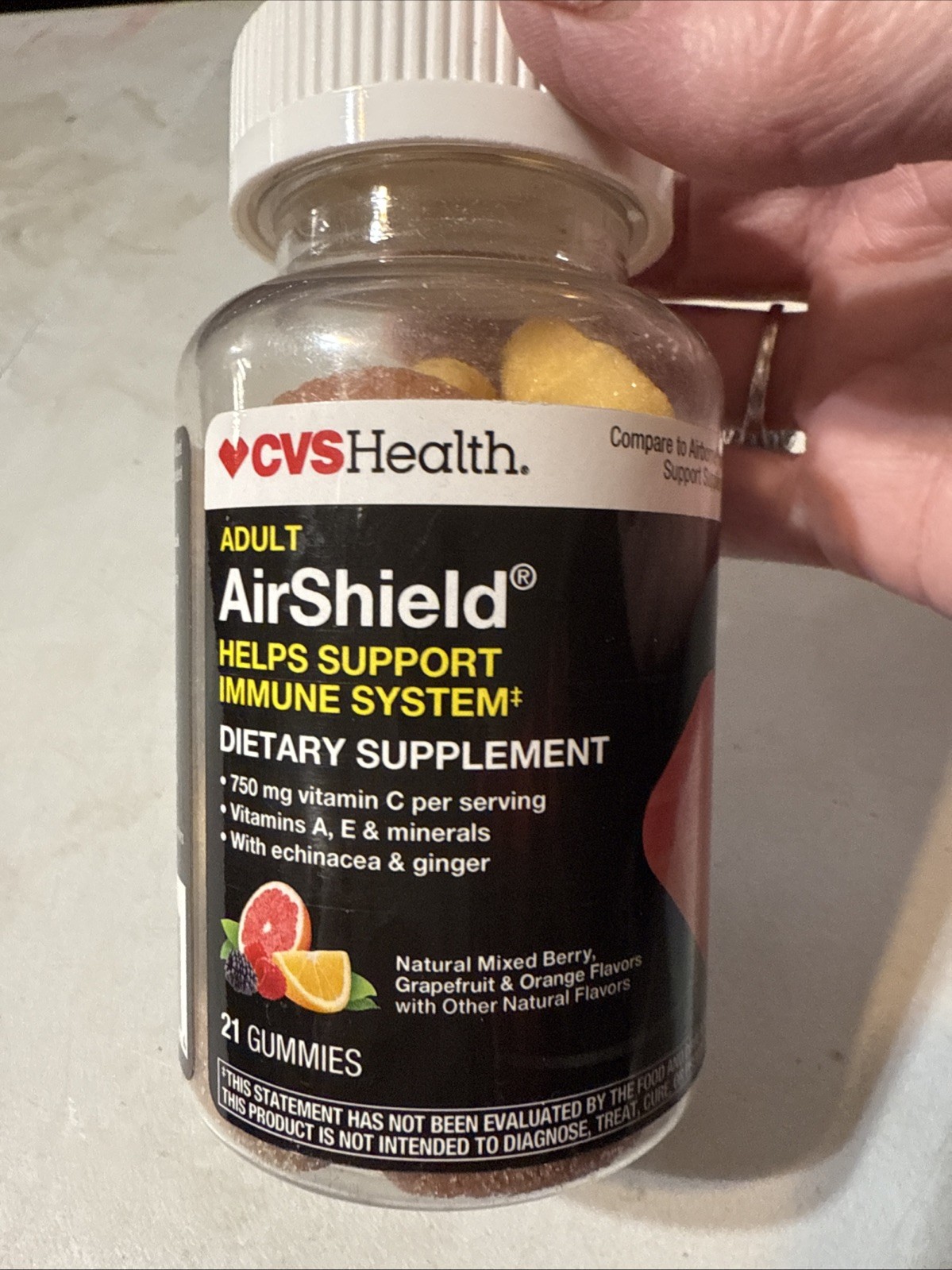 CVS Health Adult AirShield Immune Support Gummies, Mixed Berry, 21 ct Exp 7/26
