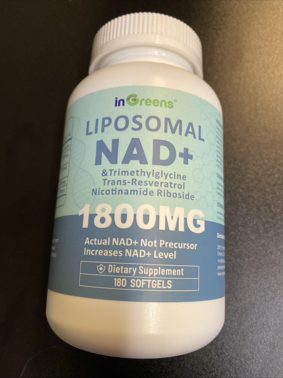 Liposomal NAD+ 1800mg Supplement inGreens NR Resveratrol TMG 180 Softgels