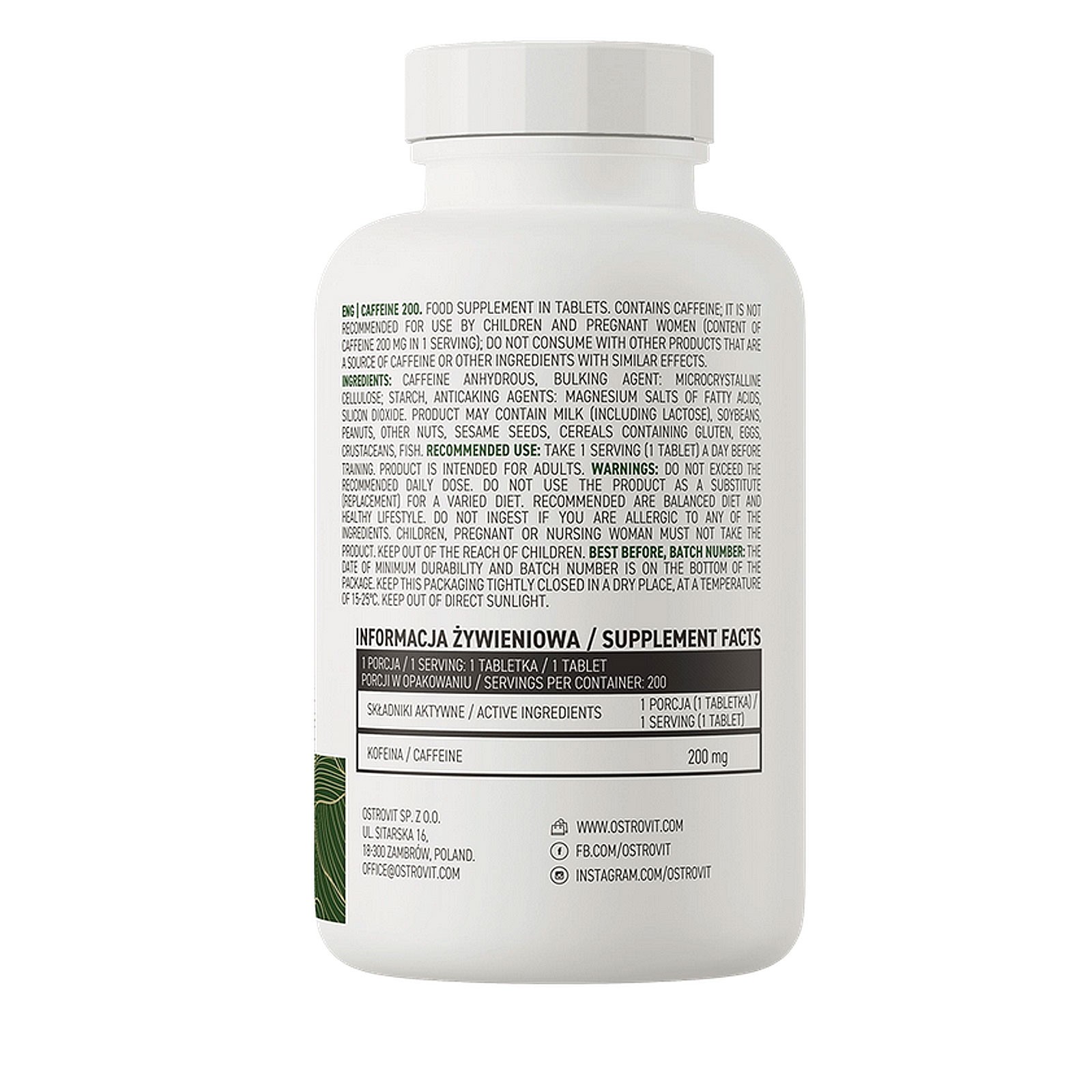 CAFFEINE + CLA + GREEN TEA + L-CARNITINE -More Energy Fat Reduction Weight Loss