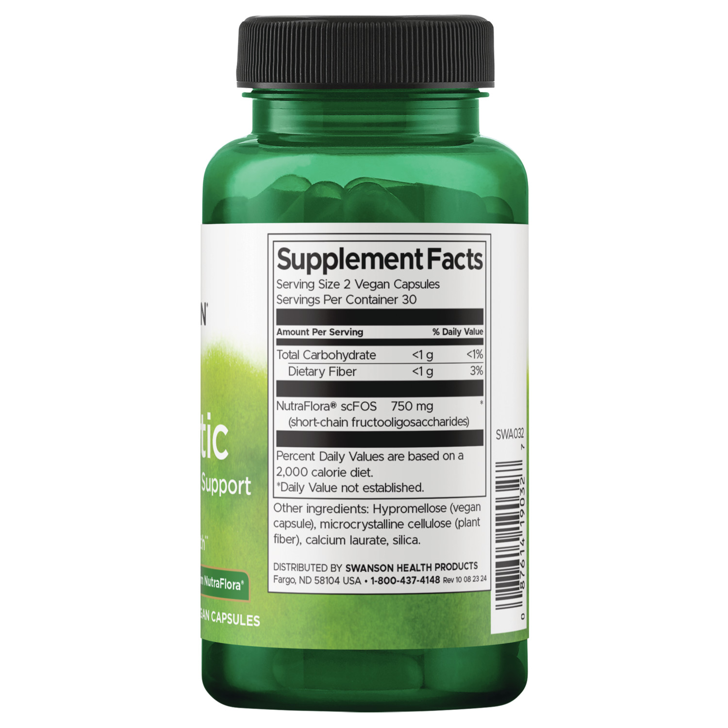 Swanson Prebiotic for Friendly Flora Support 375 mg 60 Veggie Capsules