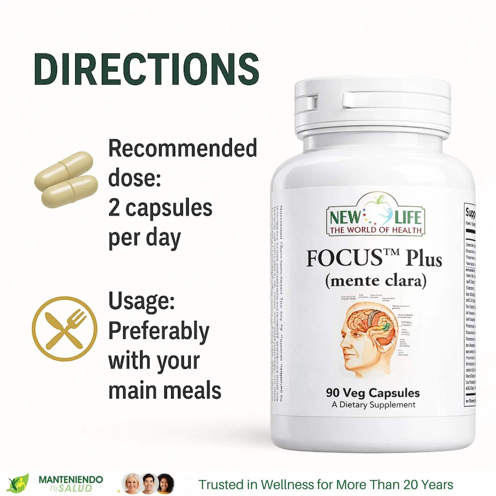 New Life Focus Plus, Cognitive Support, DMAE, 90 Capsules