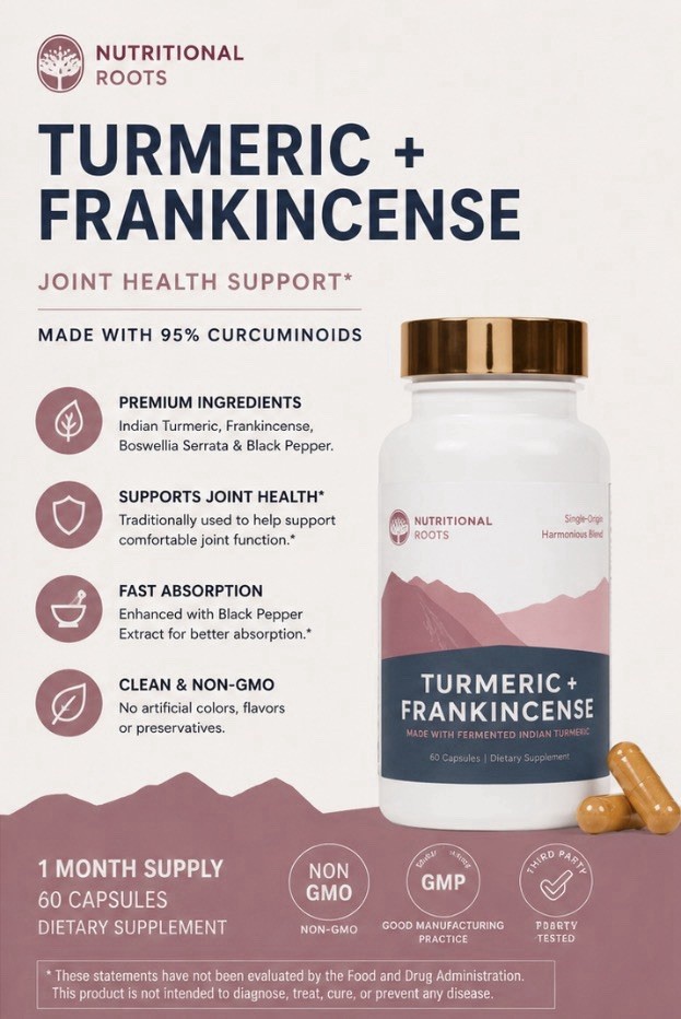 Nutritional Roots Turmeric + Frankincense 60 Capsules Joint Support