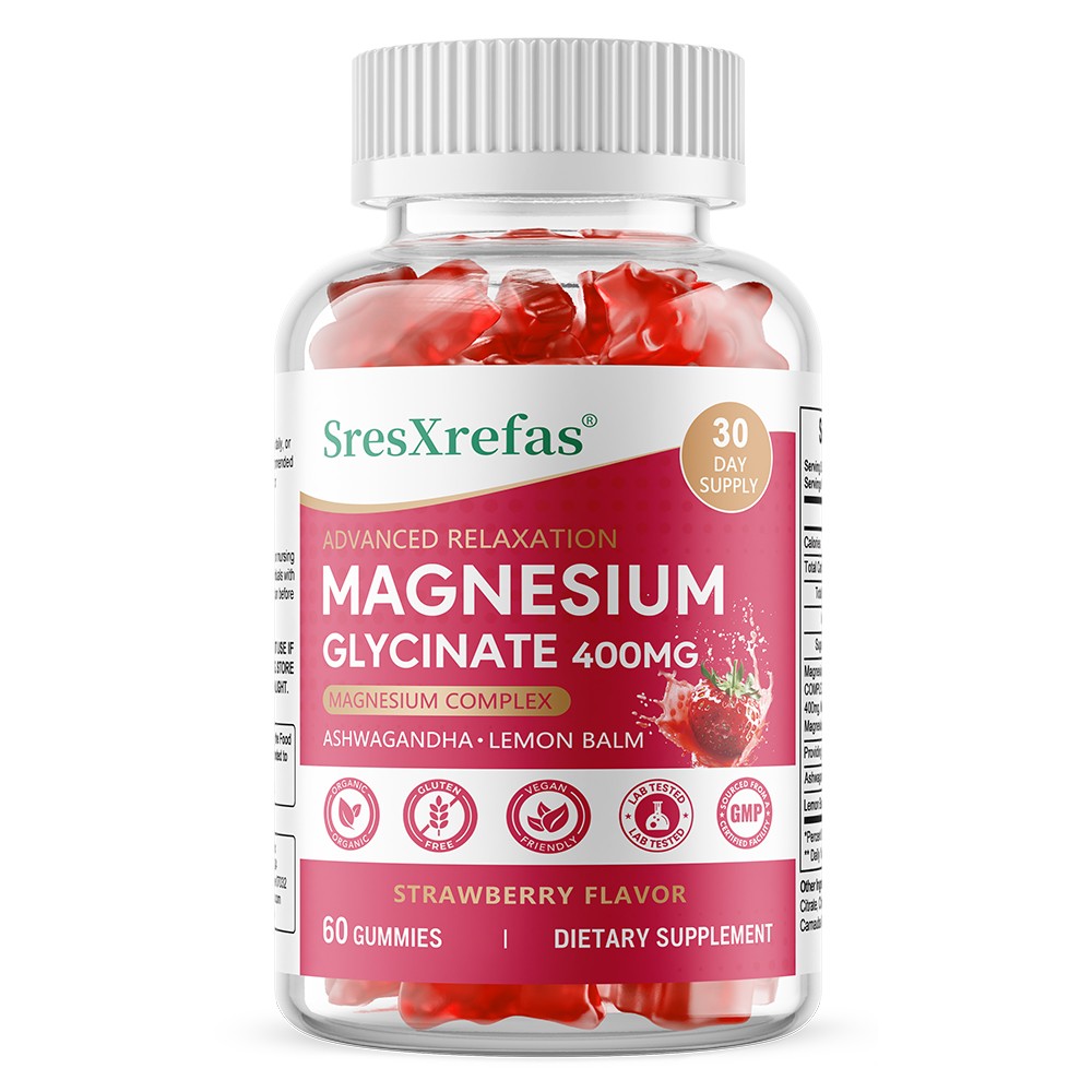 Magnesium Glycinate Gummies 800mg, Triple Magnesium Blend Calm Mood,Muscle,60CT