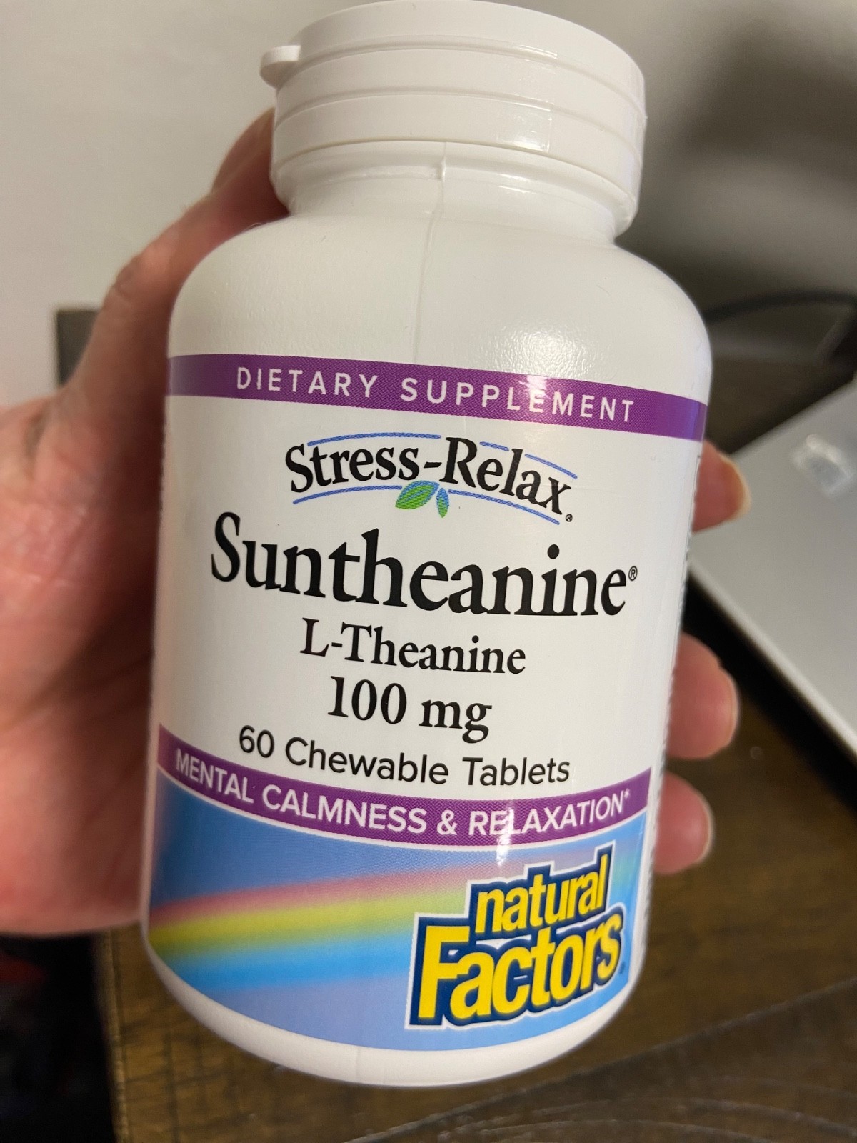 Natural Factors Stress-Relax Suntheanine L-Theanine 100 mg,60 Chew Tablets
