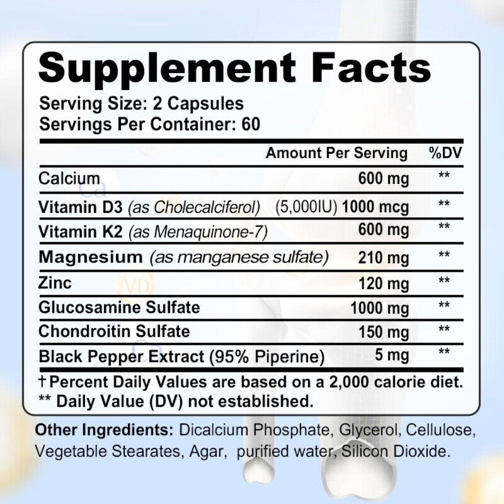 Glucosamine Chondroitin With Vitamin D3 & K2 Joint Support 2680mg 120 Capsules