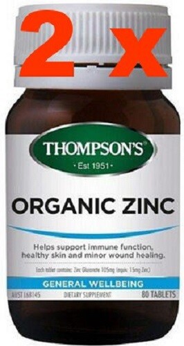 Thompson’s Organic Zinc Tablets 80 for Immunity, Hormone & Skin Health