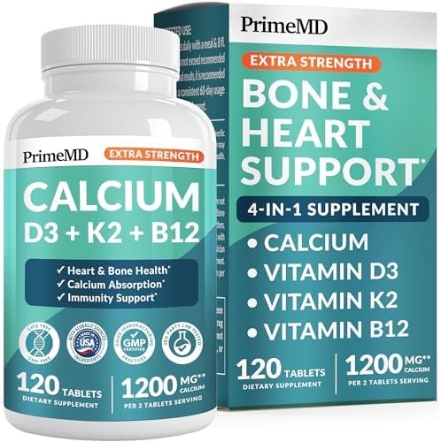 4-in-1 Calcium 1200 mg with Vitamin D3 K2 – Extra Strength Calcium Supplements f