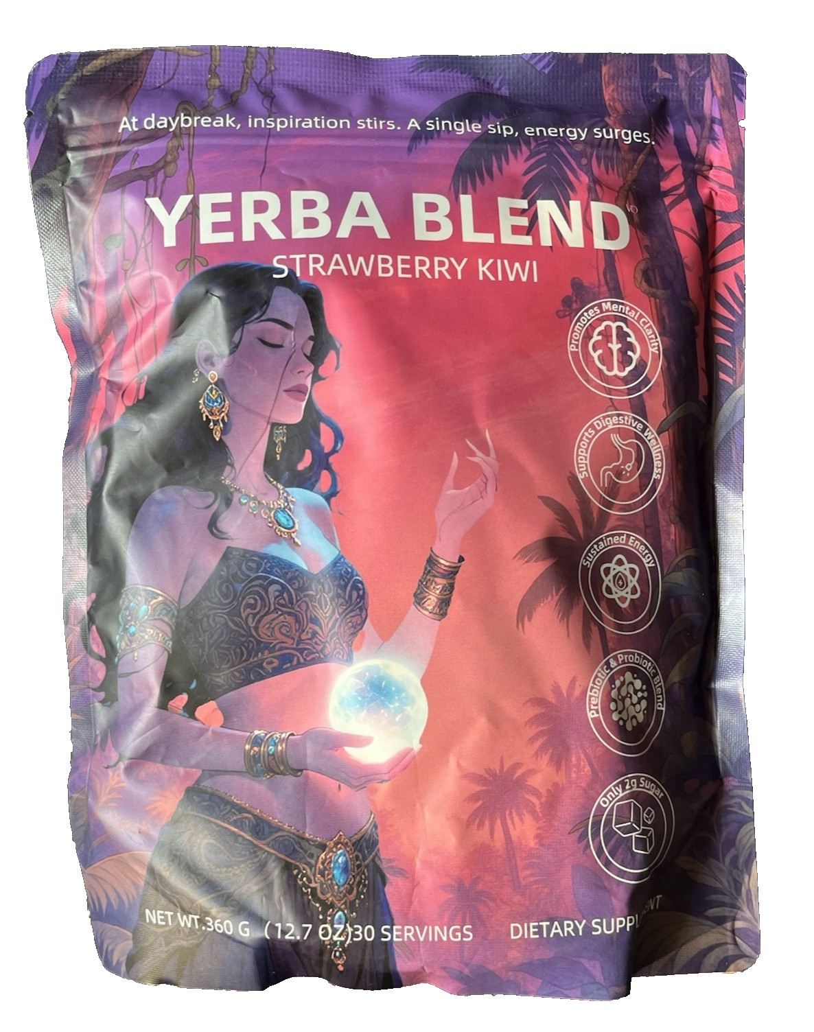 Organic Yerba Mate Instant Drink Mix – Strawberry Kiwi – 30 Servings – Ex: 6/27