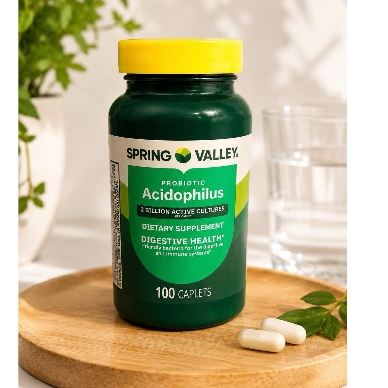 Spring Valley Probiotic Acidophilus 2 Billion CFU Digestive Health 100 Caplets
