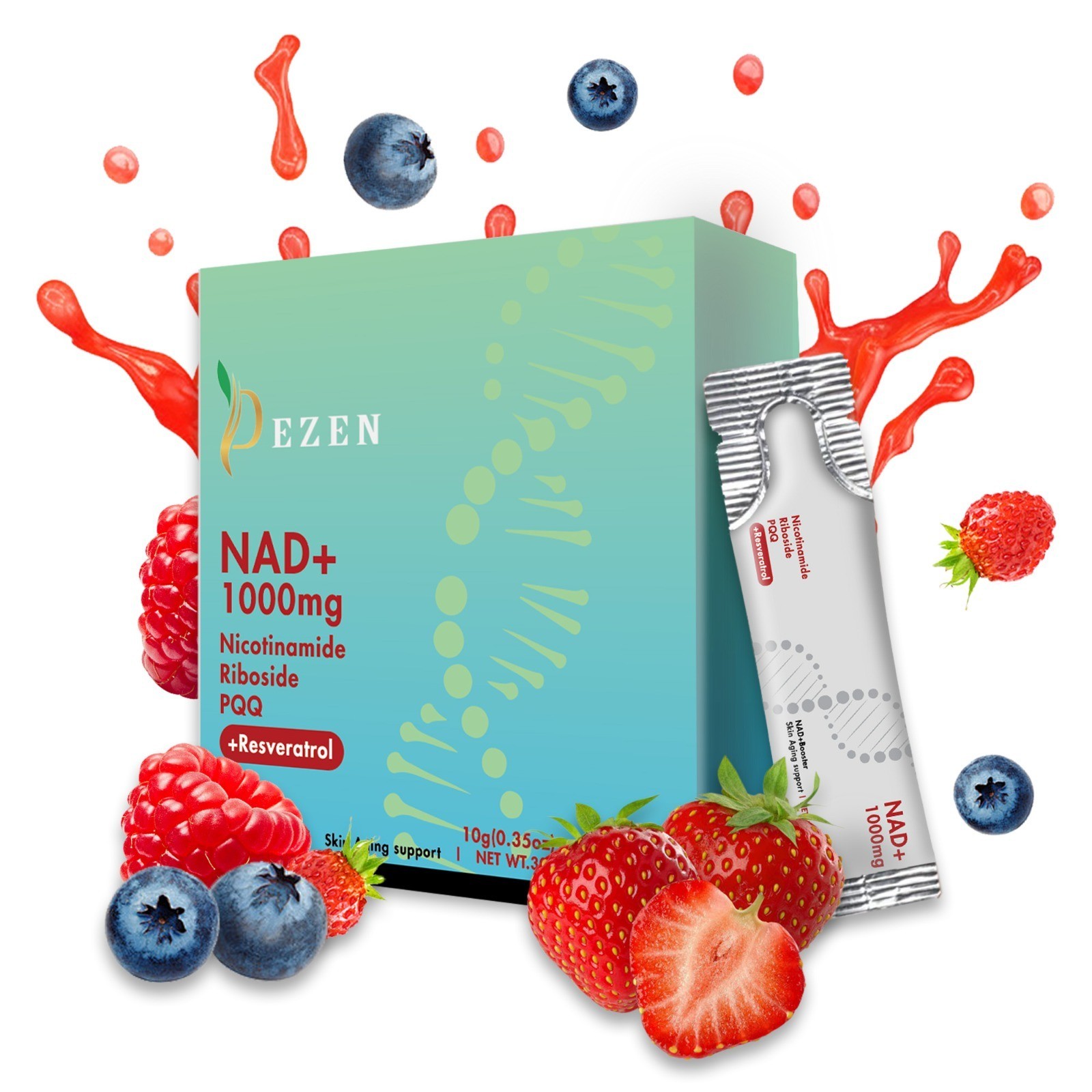 DEZEN NAD+ Liquid Drink Mix Supplement, Nicotinamide Riboside for Anti Aging