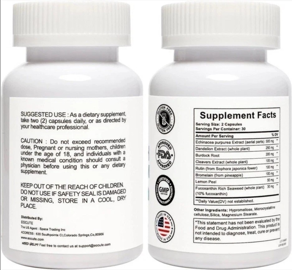 Lymph System Support Supplement- Extract Echinacea Purpurea Dandelion EXP 1/27