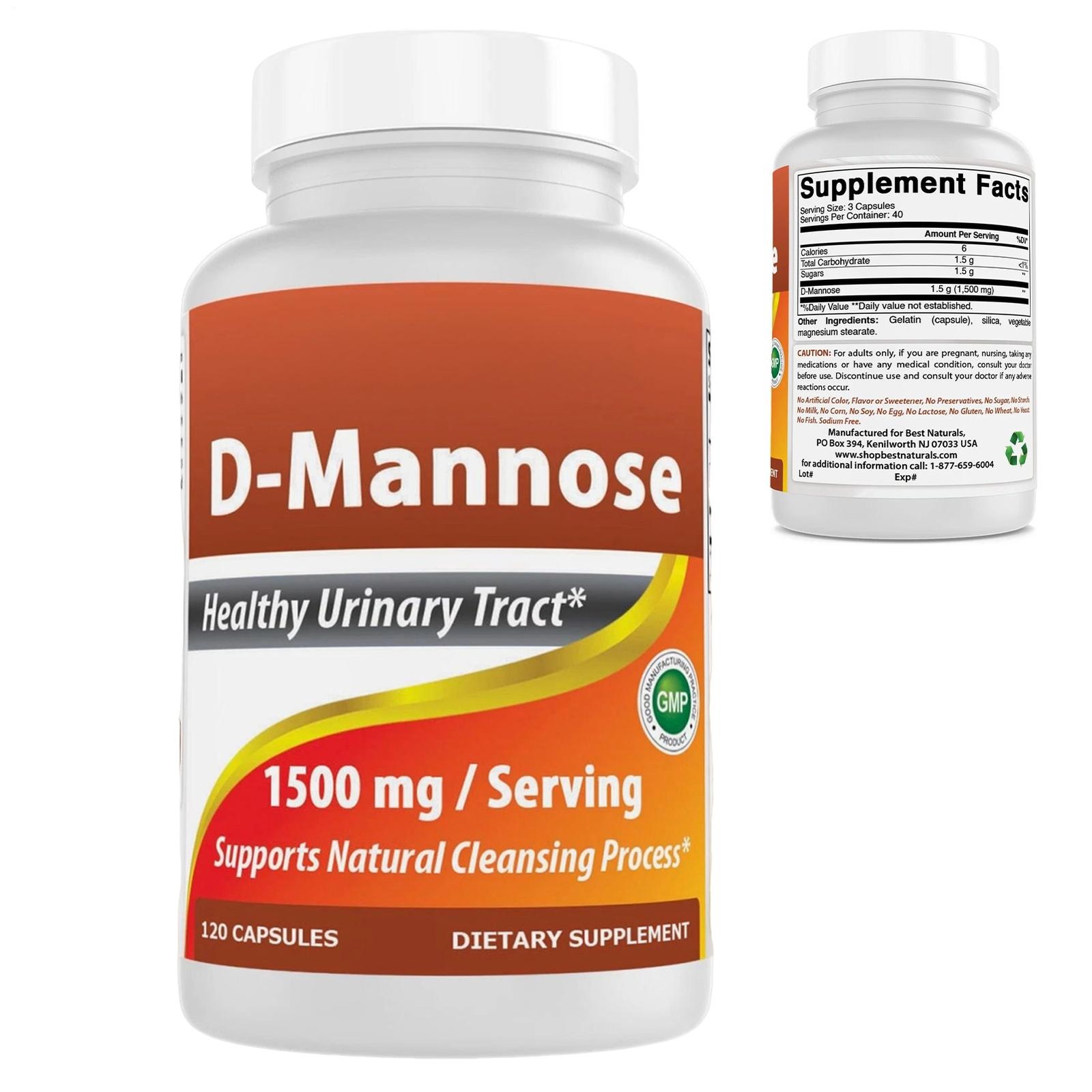Best Naturals D-Mannose 1500 Mg 120 Capsules