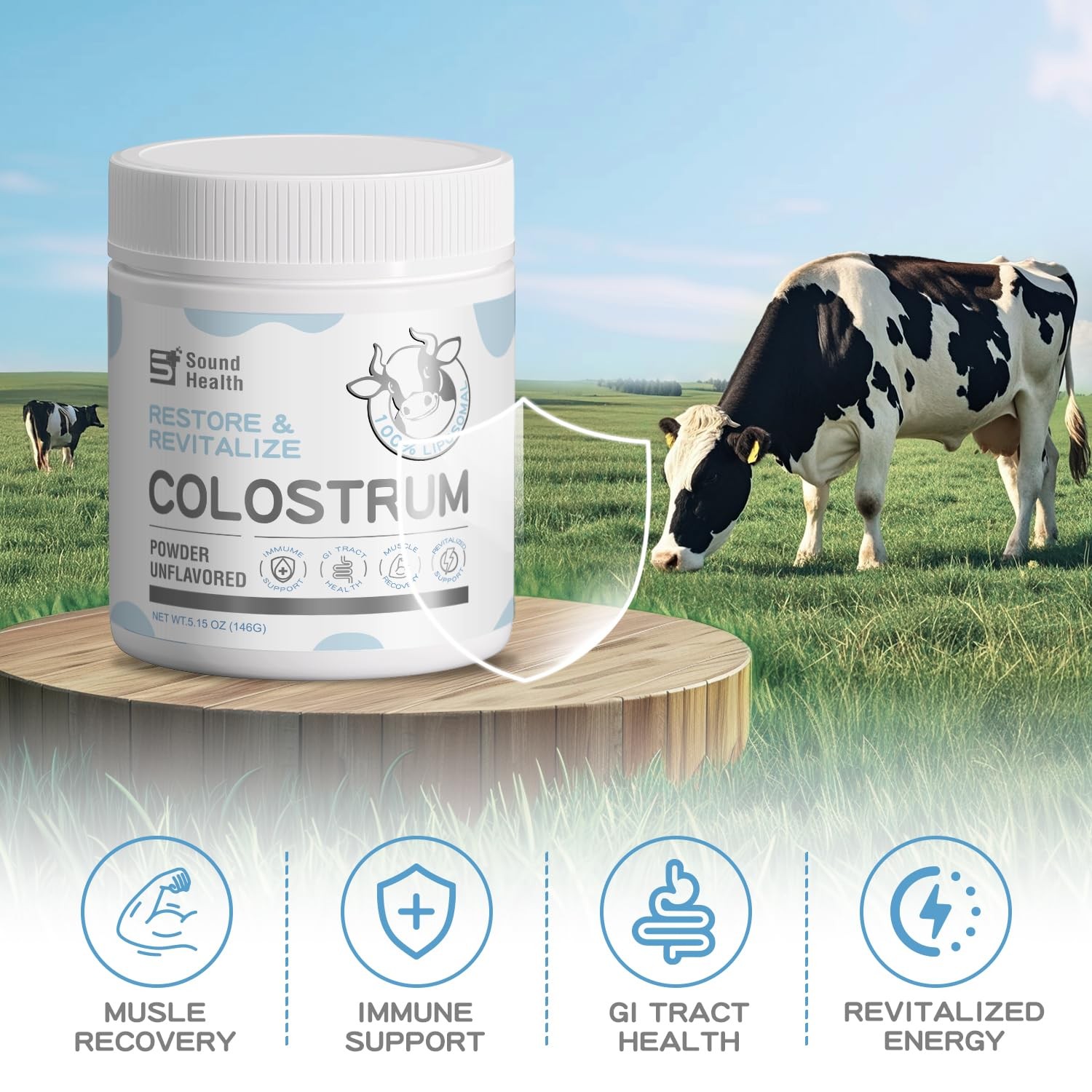 Colostrum Supplement Powder for Humans – Organic Bovine 5.3 Ounce (Pack of 1)