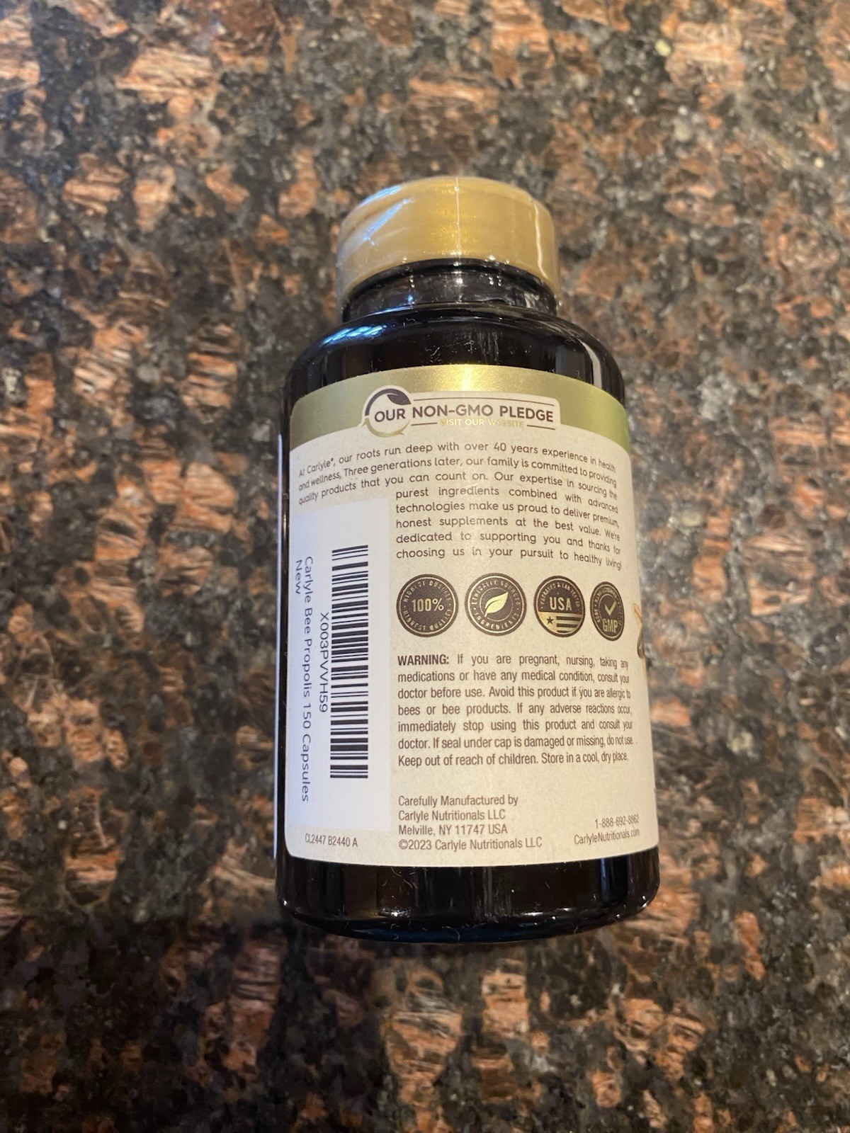 Carlyle Bee Propolis 600mg Non-GMO Quick Release 150 Count Capsules (6) Bottles