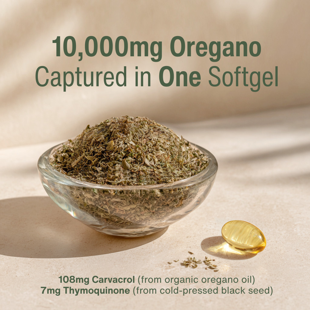 Oregano & Black Seed Oil Softgels – 10.000mg Carvacrol & 375mg Thymoquinone