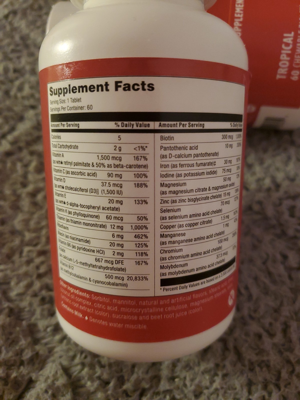Celebrate Multi Complete With Iron Vitamins Tropical Flavor Chewable 60 Tablets