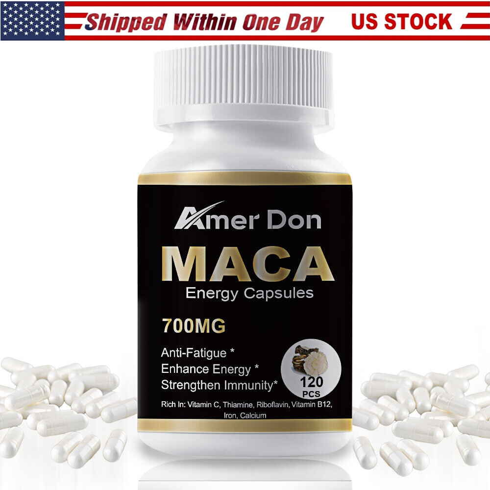 Maca Root,Vitamin C,Thiamine,Riboflavin,Vitamin B12,lron,Calcium 120 Caps