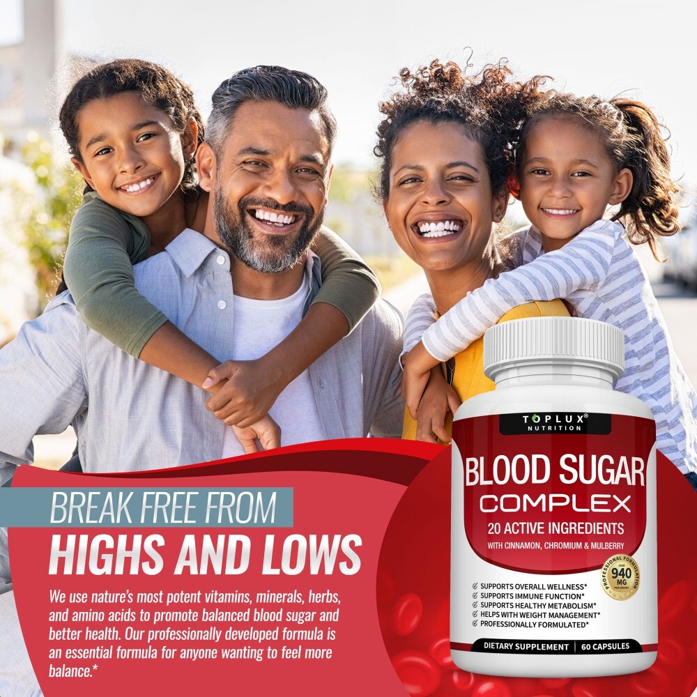 1-5 Bottle Blood Sugar Complex w/ Cinnamon Chromium Mulberry 60 Softgels Daily