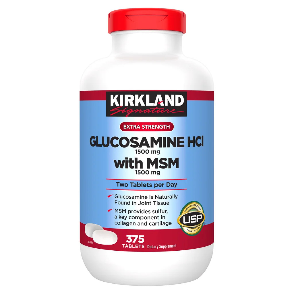 Kirkland Glucosamine HCl 1500 mg with MSM 1500 mg 375 Tablets USP EXP: 02/2028
