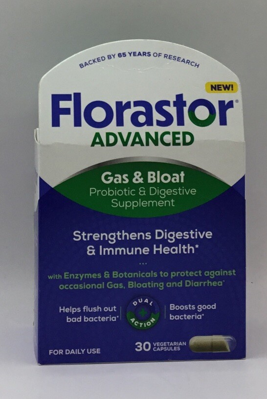 Florastor Advanced Relieves Gas & Bloat Supplement 30 Caps 10/25 IMPERFECT BX
