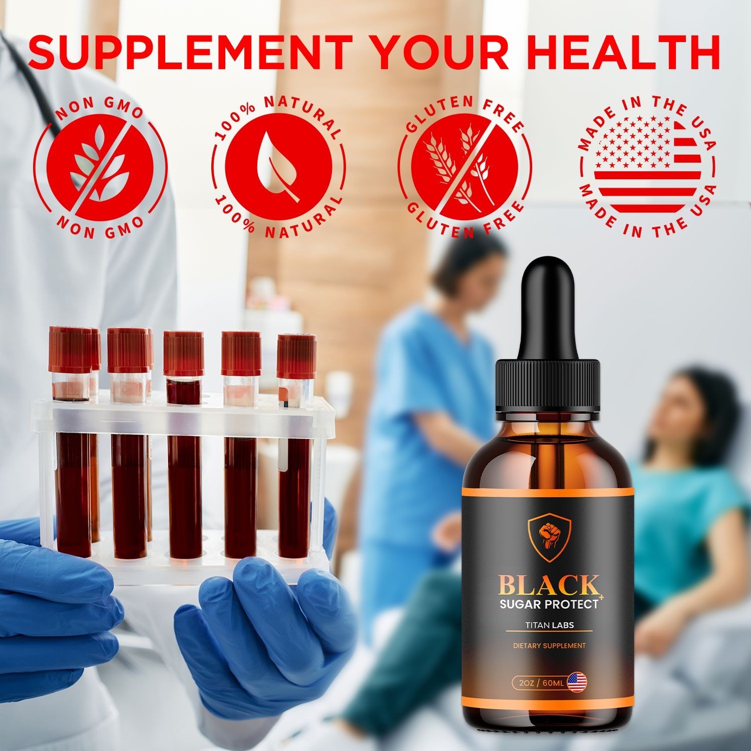 (3 Pack) Black Sugar Protect Drops Advanced Blood Support Supplement 90 Servings