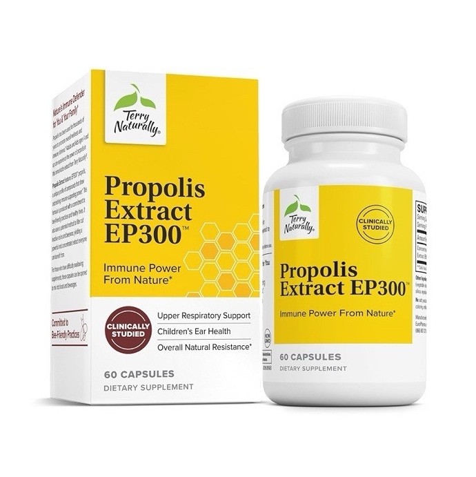 Terry Naturally Propolis Extract EP300 100mg 60 Capsules Non-GMO Lab-Tested