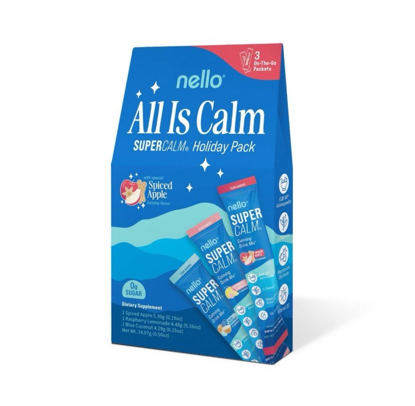 nello All Is Calm SUPERCALM Calming Drink Mix Spiced Apple 3 Packets