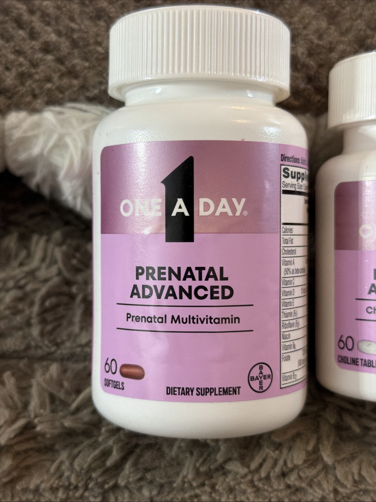 One A Day Advanced Prenatal Multivitamin with Choline 60+60 Count Exp 10/27