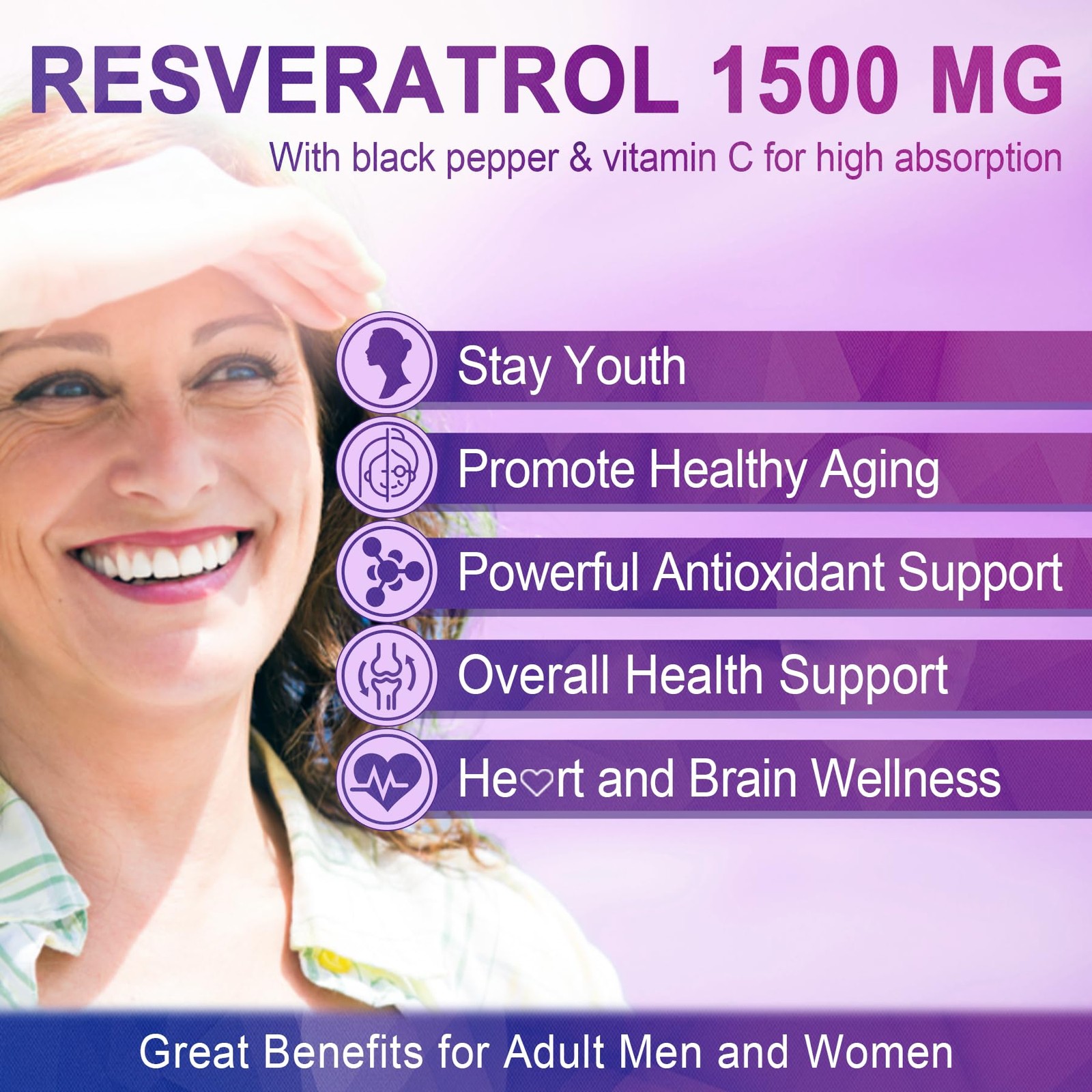 Resveratrol Supplement 1500mg – Gummies 60 Count (Pack of 2)