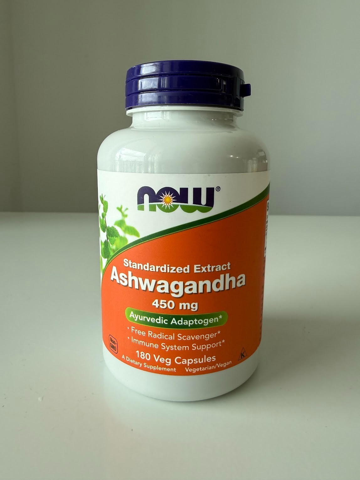 NOW Foods Ashwagandha 450 mg 180 Veg Capsules Stress Support New Exp 1/2028