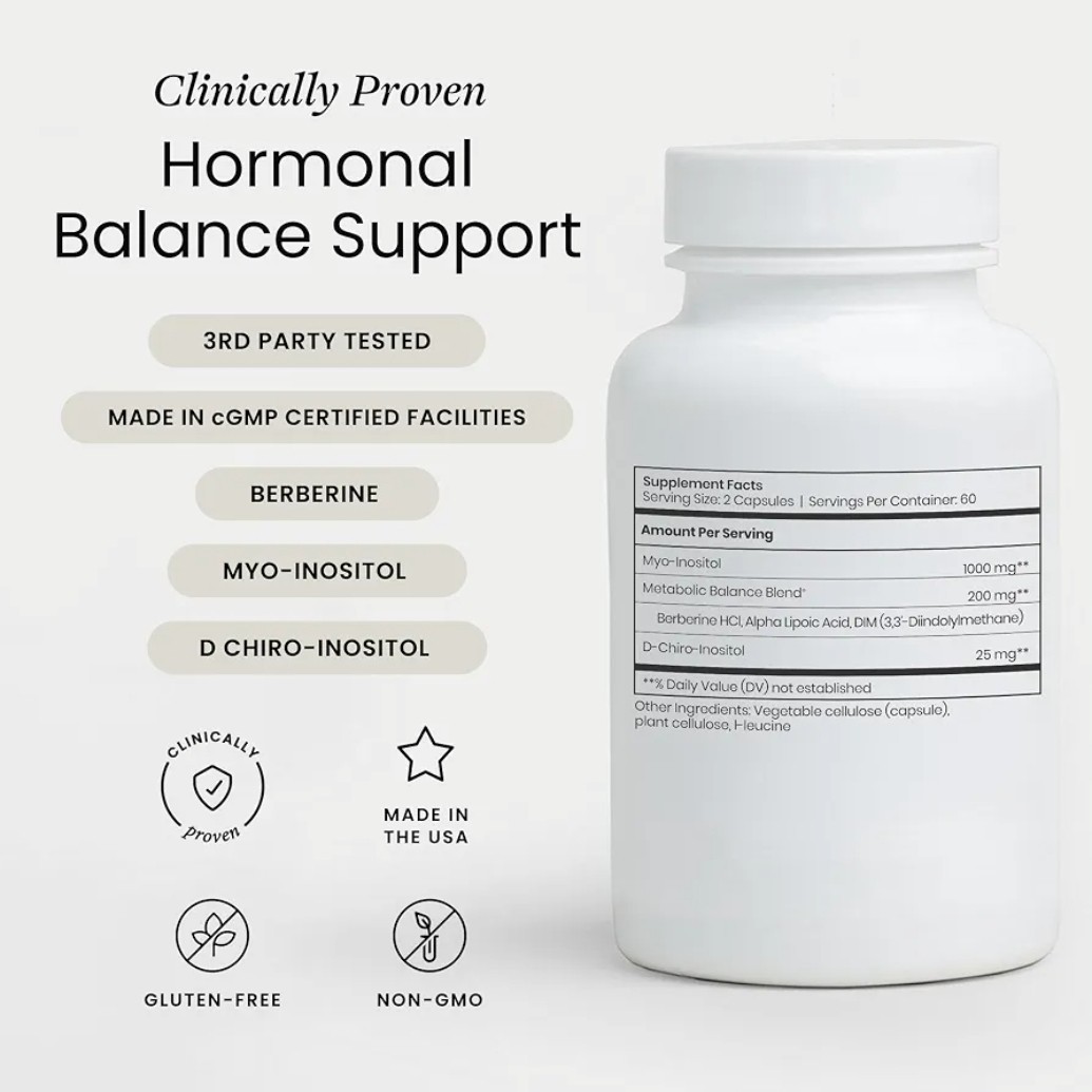 Perelel Hormonal Balance 40:1 Inositol + Berberine 120 Capsules Exp 11/2027