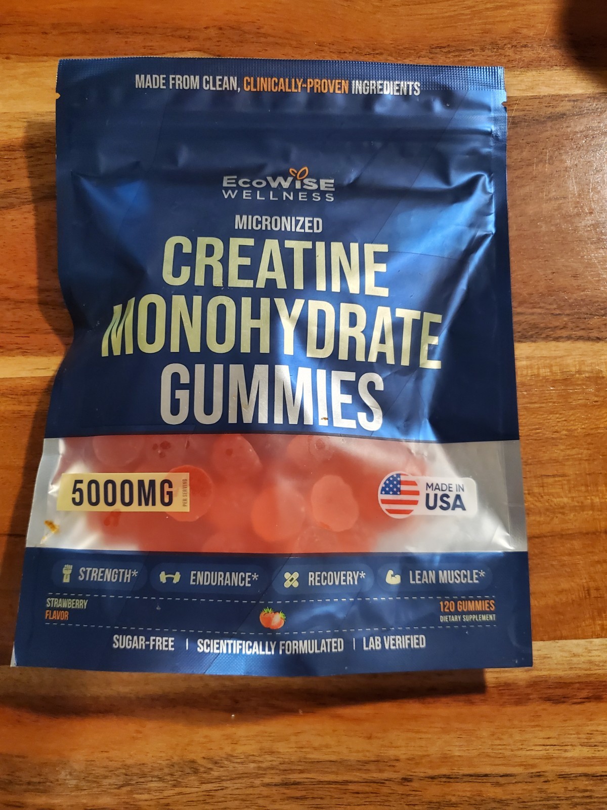 EcoWise Creatine Monohydrate Micronized Gummies 5000 mg Sugar-free