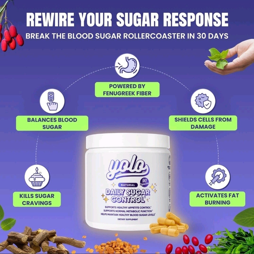 YOLO Healthy Daily Sugar Control Vegan Daily Capsules Blood Sugar Levels (90 CT)