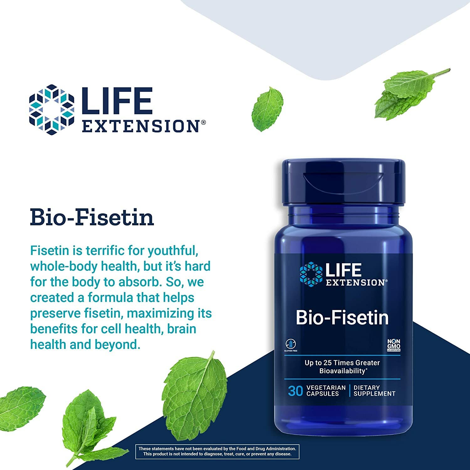 2 PACK Life Extension Bio-Fisetin Optimized Cellular Cognitive Longevity Support