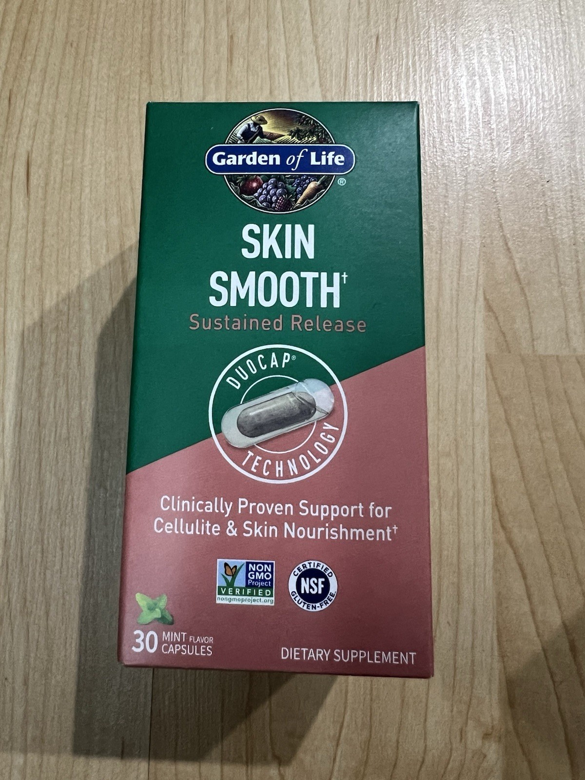 Garden of Life Skin Smooth Sustained Release Mint 30 Capsules SOD B Dimpless