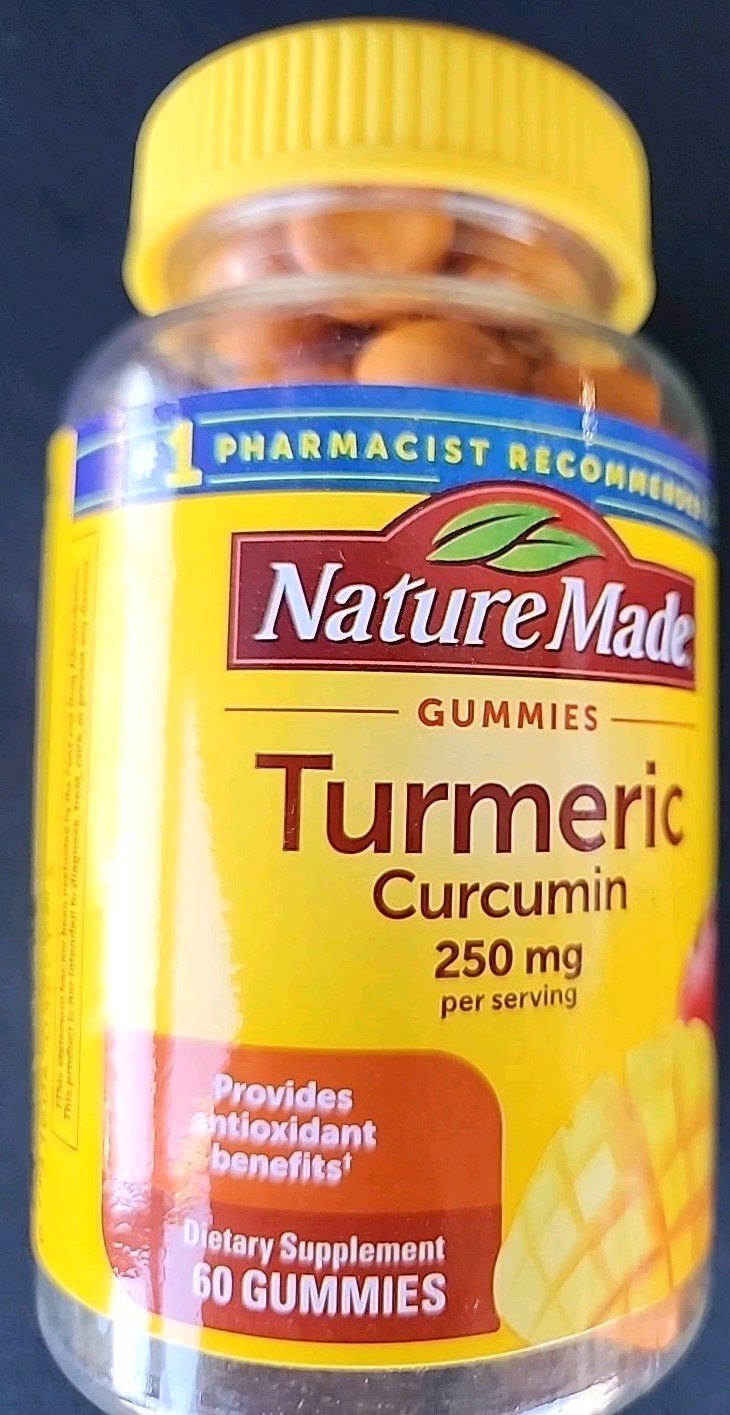 Nature Made Turmeric Curcumin 250 mg Gummies Mango Flavor 60 Gummies Exp 07/2026