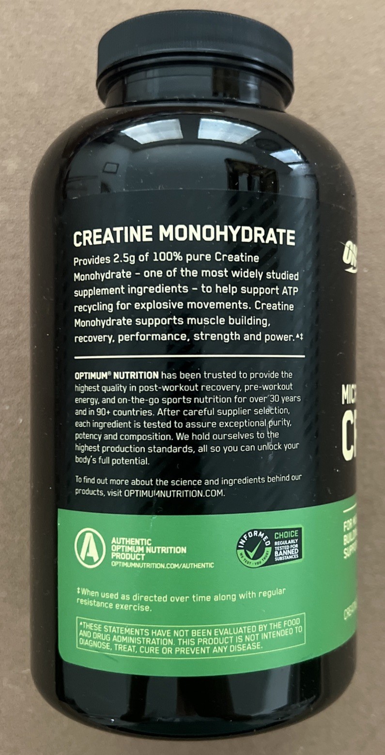 New Optimum Nutrition Micronize Creatine Monohydrate, 300 Capsules Exp 11/27 ON