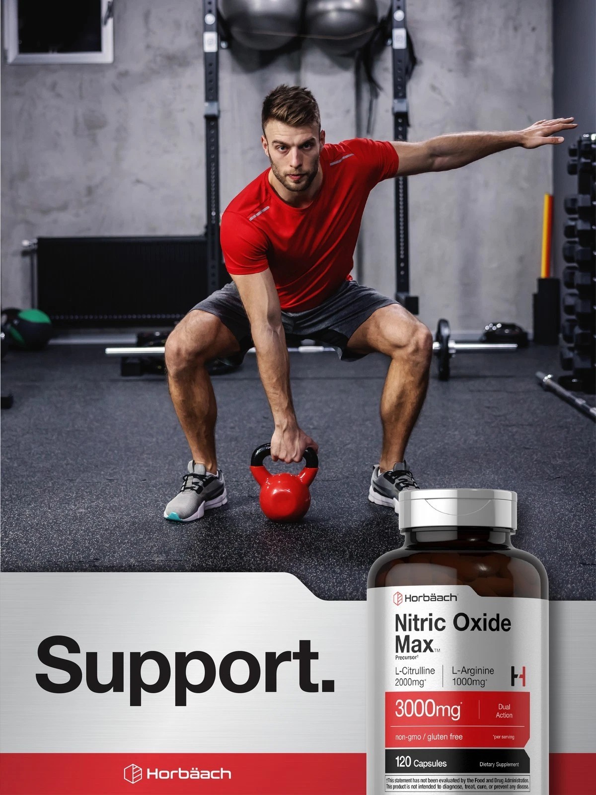 Nitric Oxide Supplement 3000mg | | 120 Capsules | Pre Workout | by Horbaach