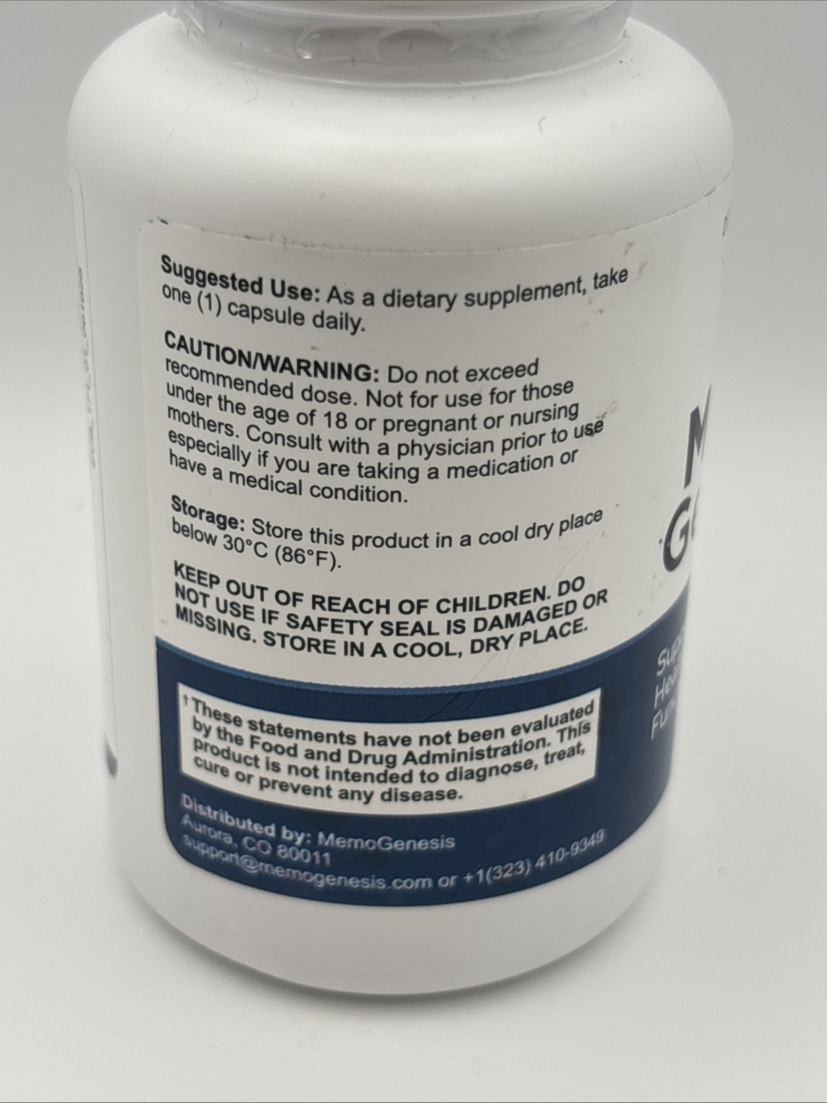Memo Genesis Memory Support Focus Clarity Brain Health Formula 30 Capsules