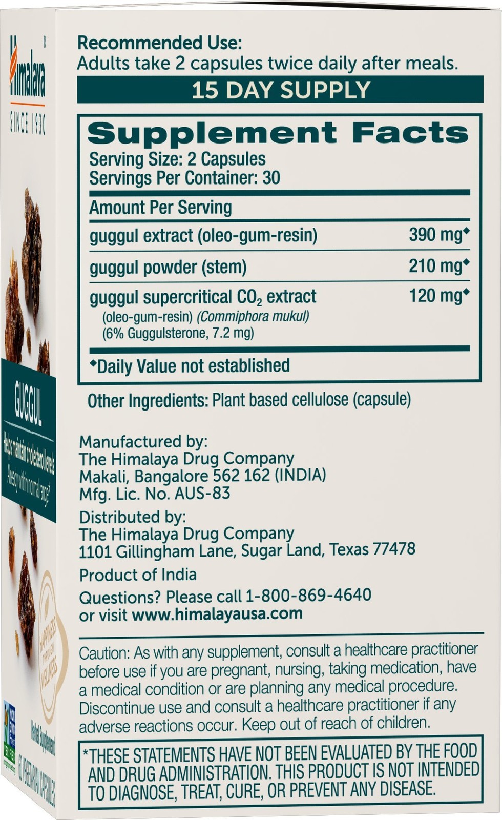 Himalaya Guggul Extract- Herbal Supplements Liver 60 Count (Pack of 2)