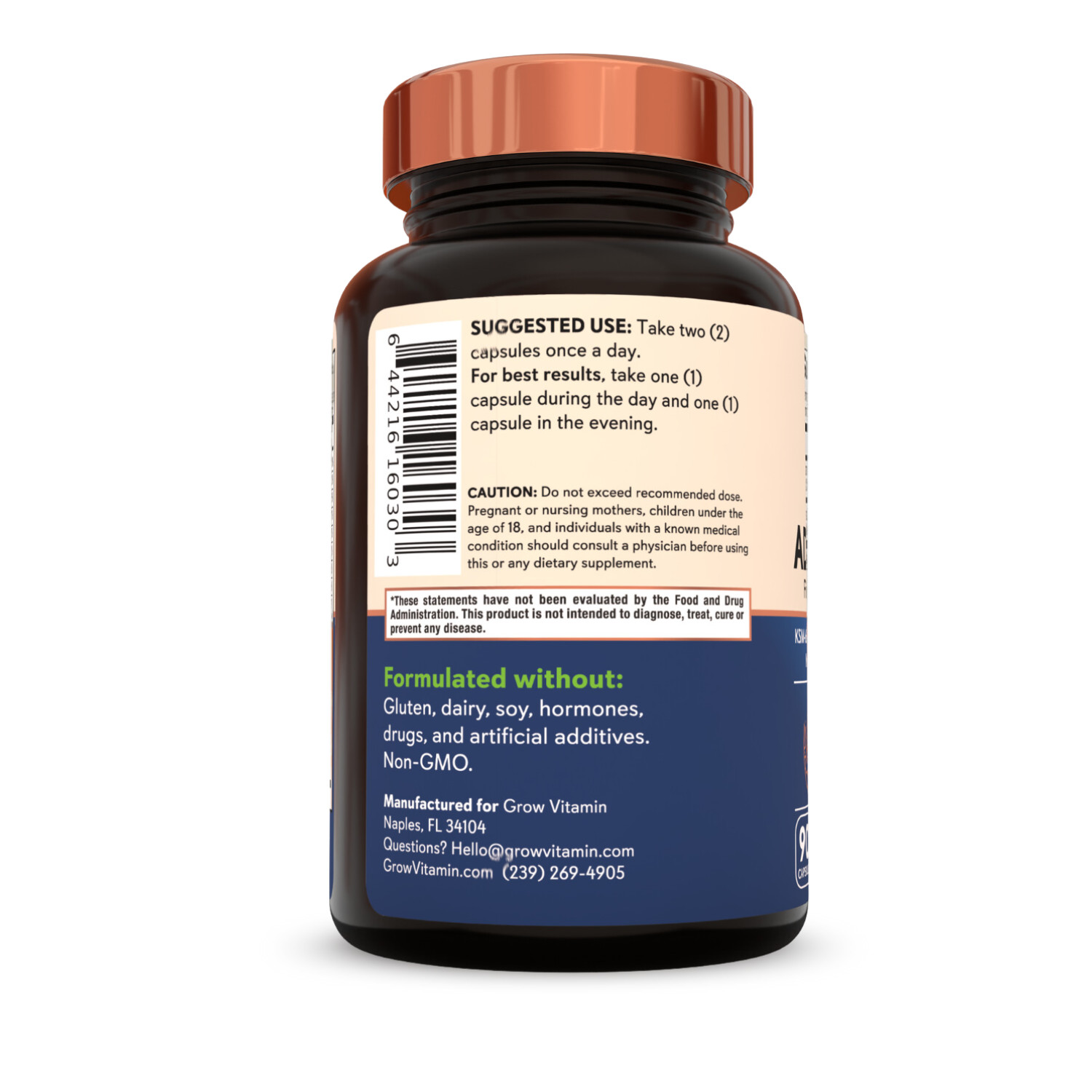 Grow Vitamin Super Adrenal Stress & Cortisol Support Formula 90 Capsules