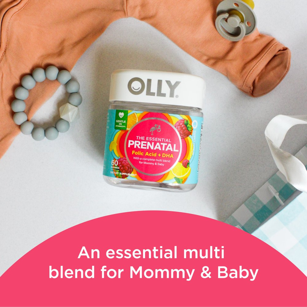 OLLY Prenatal Multivitamin Gummy, for Women, Folic Acid, Vitamin D, Omega 3 DHA,